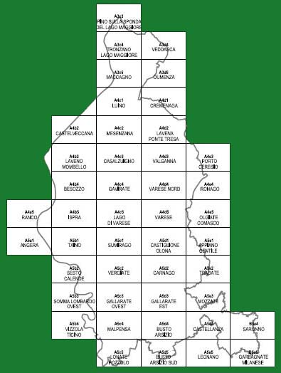 Reticolo cartografico della Provincia di Varese in scala 1:10.000